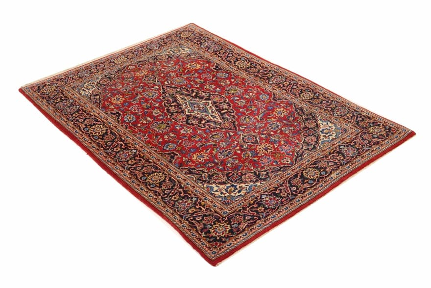 Keshan Teppich 204x139 cm, traditionell floral, handgeknüpft, Perserteppich