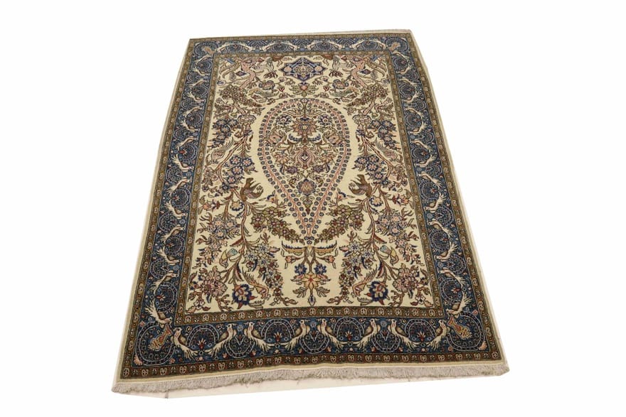 Ghom Teppich 217x139 cm, 100% Seide, handgeknüpft, Orientteppich