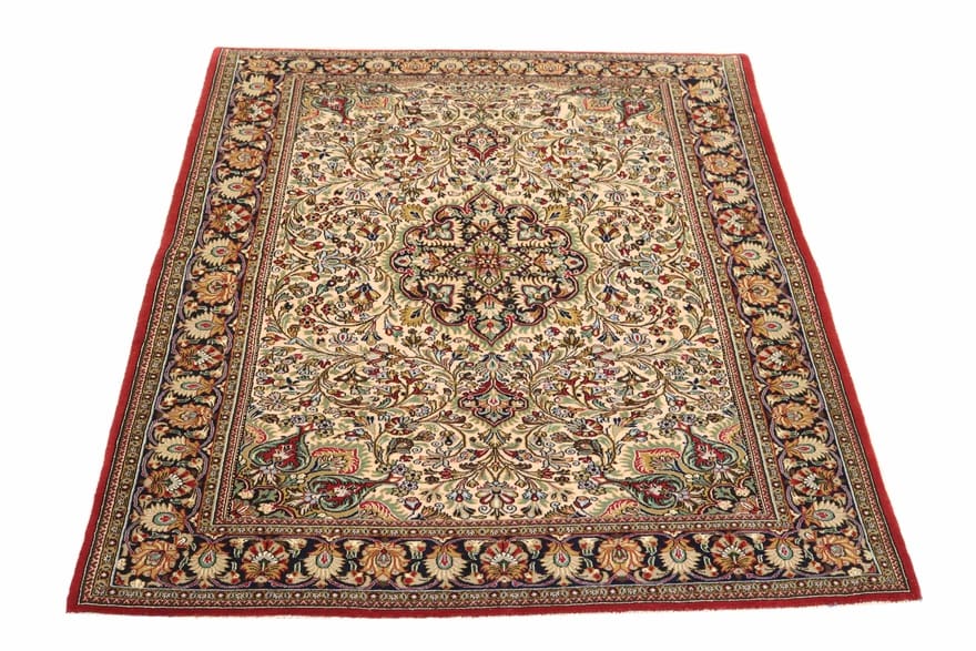 Ghom Kork Teppich 199x139 cm, Seide, handgeknüpft, Orientteppich