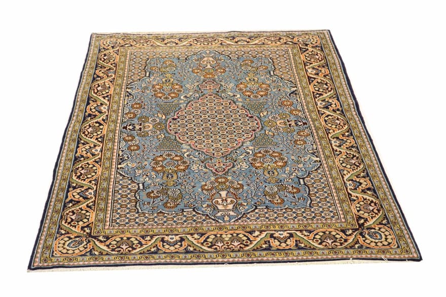 Ghom Teppich 217x137 cm, 100% Seide, handgeknüpft, Orientteppich