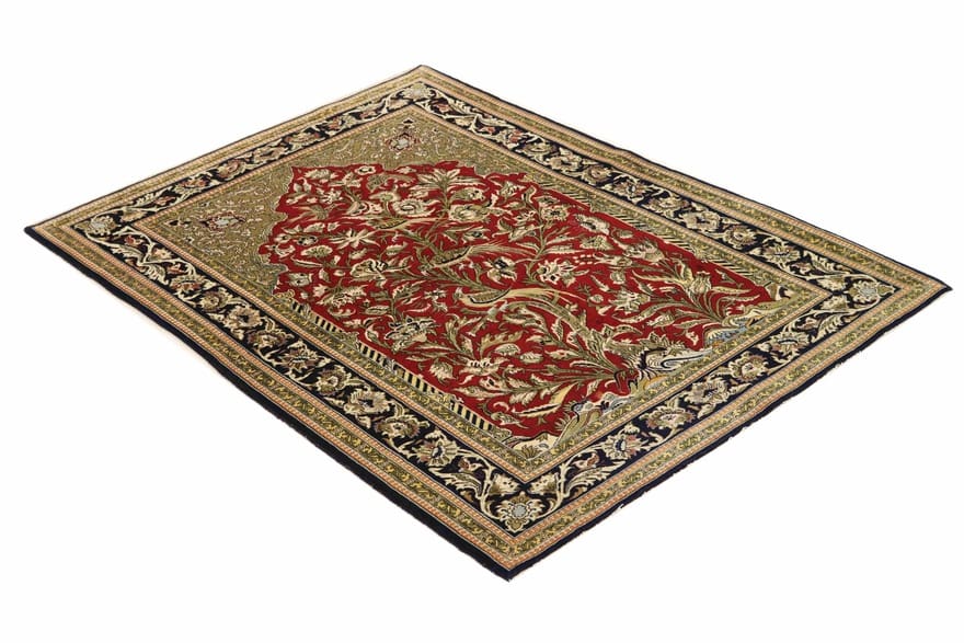 Ghom Teppich 204x141 cm, 100% Seide, handgeknüpft, Orientteppich