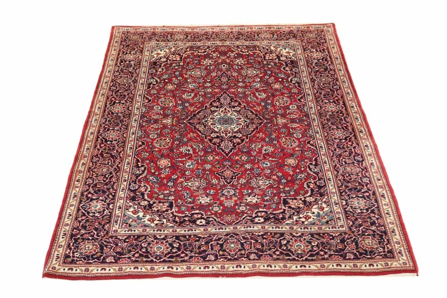 Keshan Teppich 222x140 cm - Handgeknüpft, Persian Stil, Blumenmuster