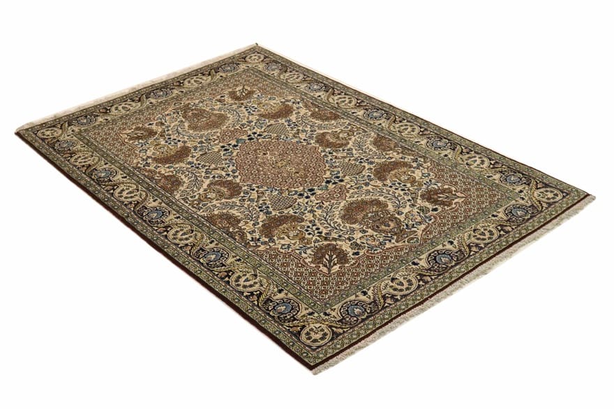 Ghom Teppich 208x139 cm, Seide, handgeknüpft, Orientteppich