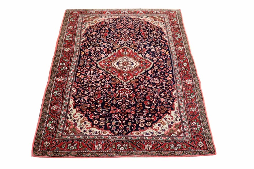 Eleganter Jozan Orientteppich 212x131 cm – Handgeknüpft, dunkelblau