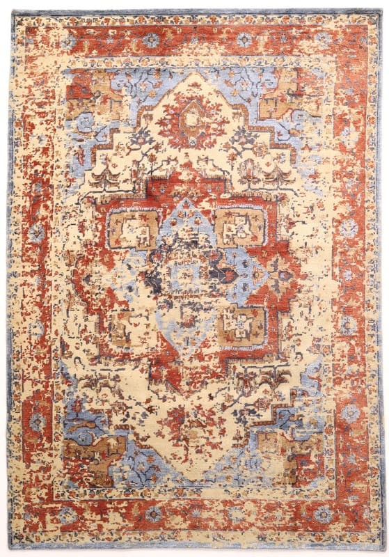 Exklusiver Modern Lotus Teppich 292x202 cm - Wolle & Bambusseide, handgeknüpft