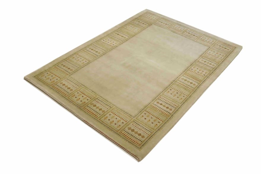 Handgewebter Loribaft Orientteppich 206x141 cm - Beige mit Bordüre
