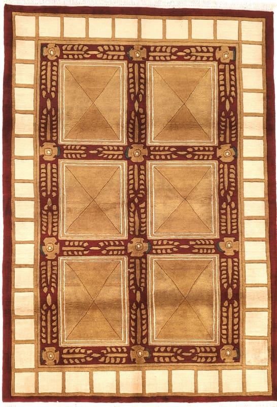 Nepal Teppich 189x126 cm aus Schurwolle, modern, handgeknüpft