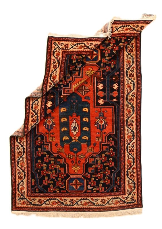 Antiker Malayer Orientteppich 203x127 cm – Handgeknüpft, Unikat