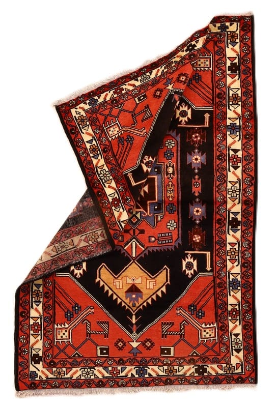 Orientteppich 201x131 cm, Rot/Orange, 128.000 Knoten/m², handgeknüpft