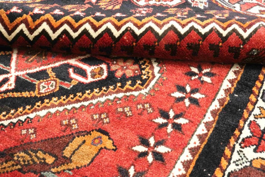 Handgeknüpfter Ghashghai Teppich 181x129 cm mit 90.000 Knoten – Rot/Orange
