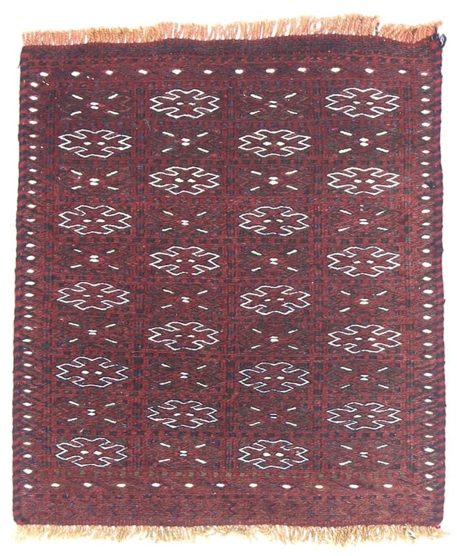 Orientteppich 67x57 cm, handgewebt, geometrisches Design, Wolle