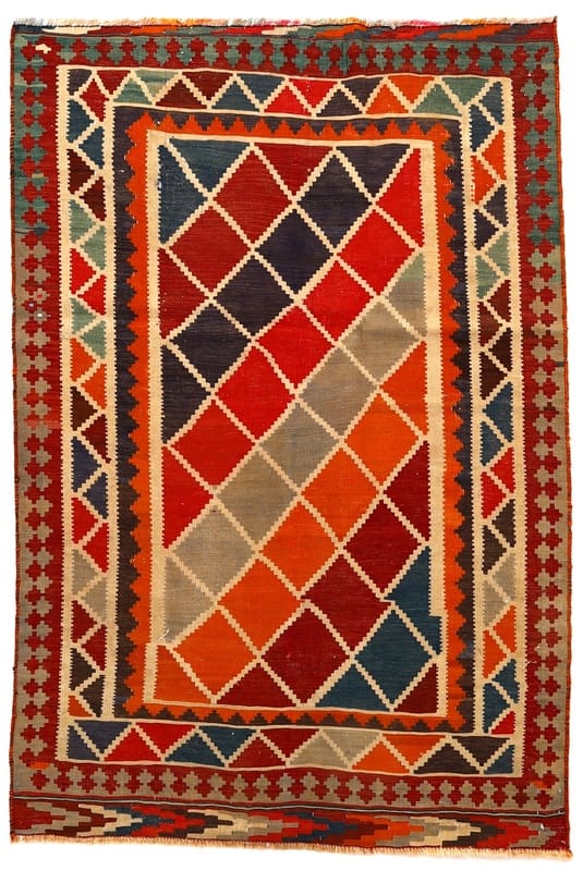 Kelim Teppich 197x133 cm | Traditionell handgewebt | Iranischer Stil