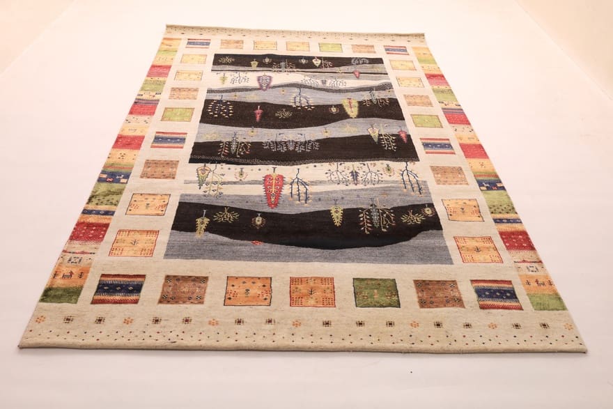 Loribaft-Teppich 307x204 cm: Bunte Landschaft, handgeknüpft