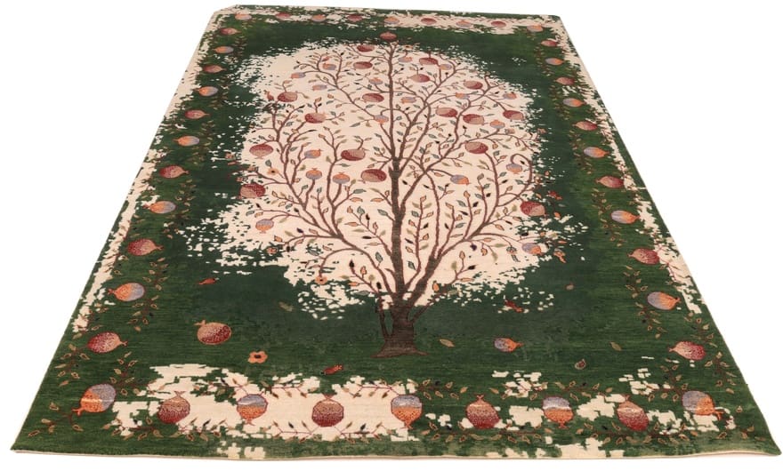 Loribaft-Teppich 303x197 cm: Granatapfelbaum, 200.000 Knoten - handgeknüpft