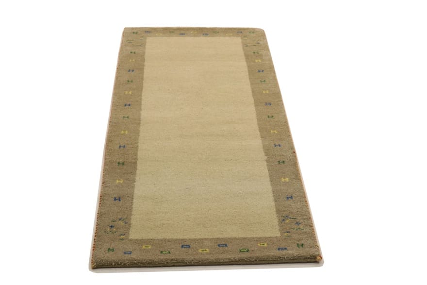 Hochwertiger Gabbeh Teppich 202x76 cm – cremefarben, handgeknüpft