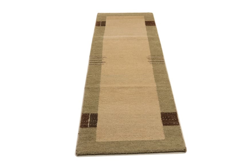 Gabbeh Teppich 302x81 cm – Cremefarben, geometrisch, handgeknüpft