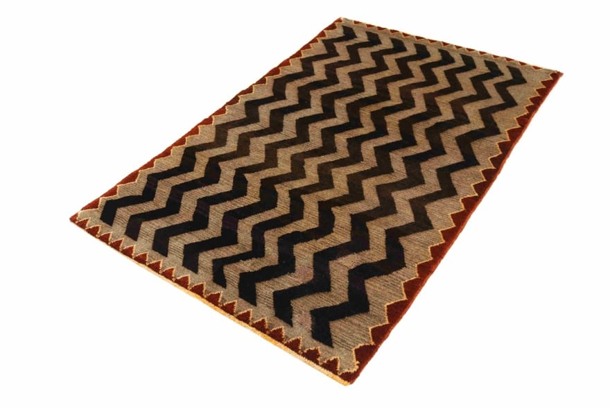 Orientteppich Ghashghai 175x105 cm, 160.000 Knoten, Braun/Gelb, handgeknüpft