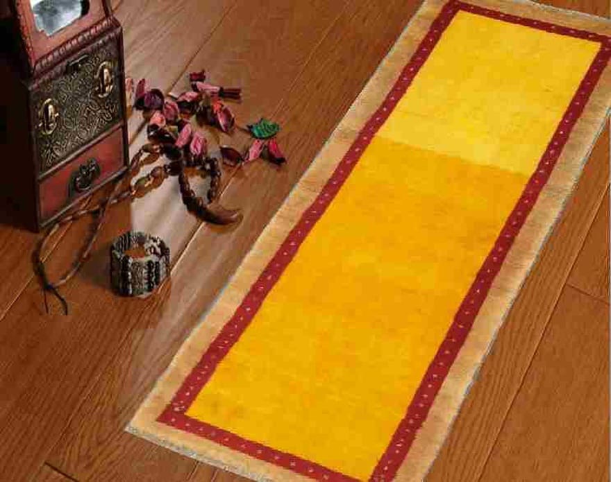 Gabbeh Teppich 234x80 cm, geometrisches Muster, handgeknüpft