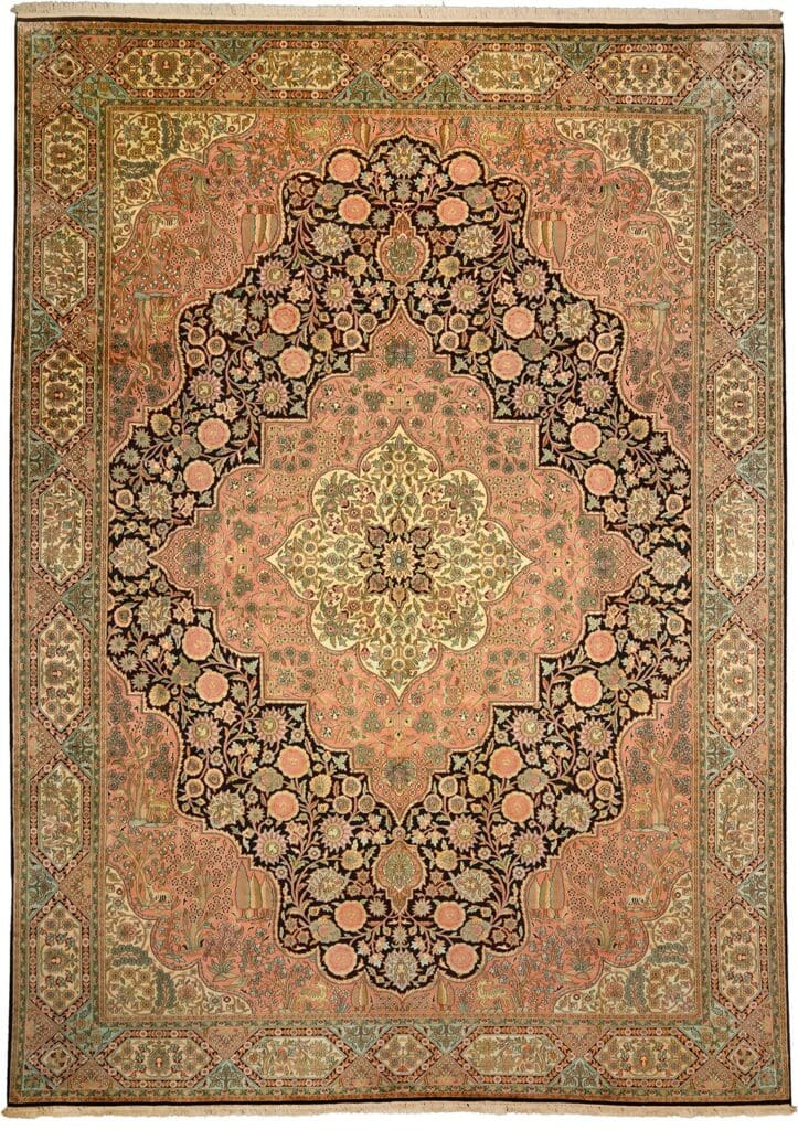 Edler Kashmirseide Orientteppich 307 x 417 cm handgeknüpft