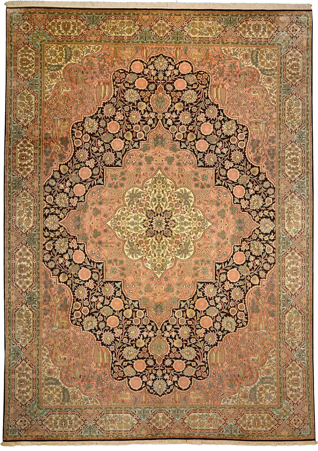 Edler Kashmirseide Orientteppich 307 x 417 cm handgeknüpft