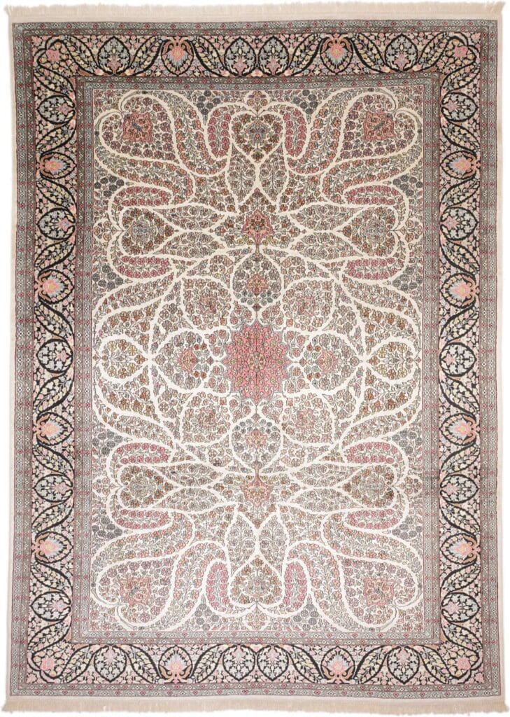 Orientteppich aus Kashmirseide 251 x 339 cm, handgeknüpft, edles Muster H1