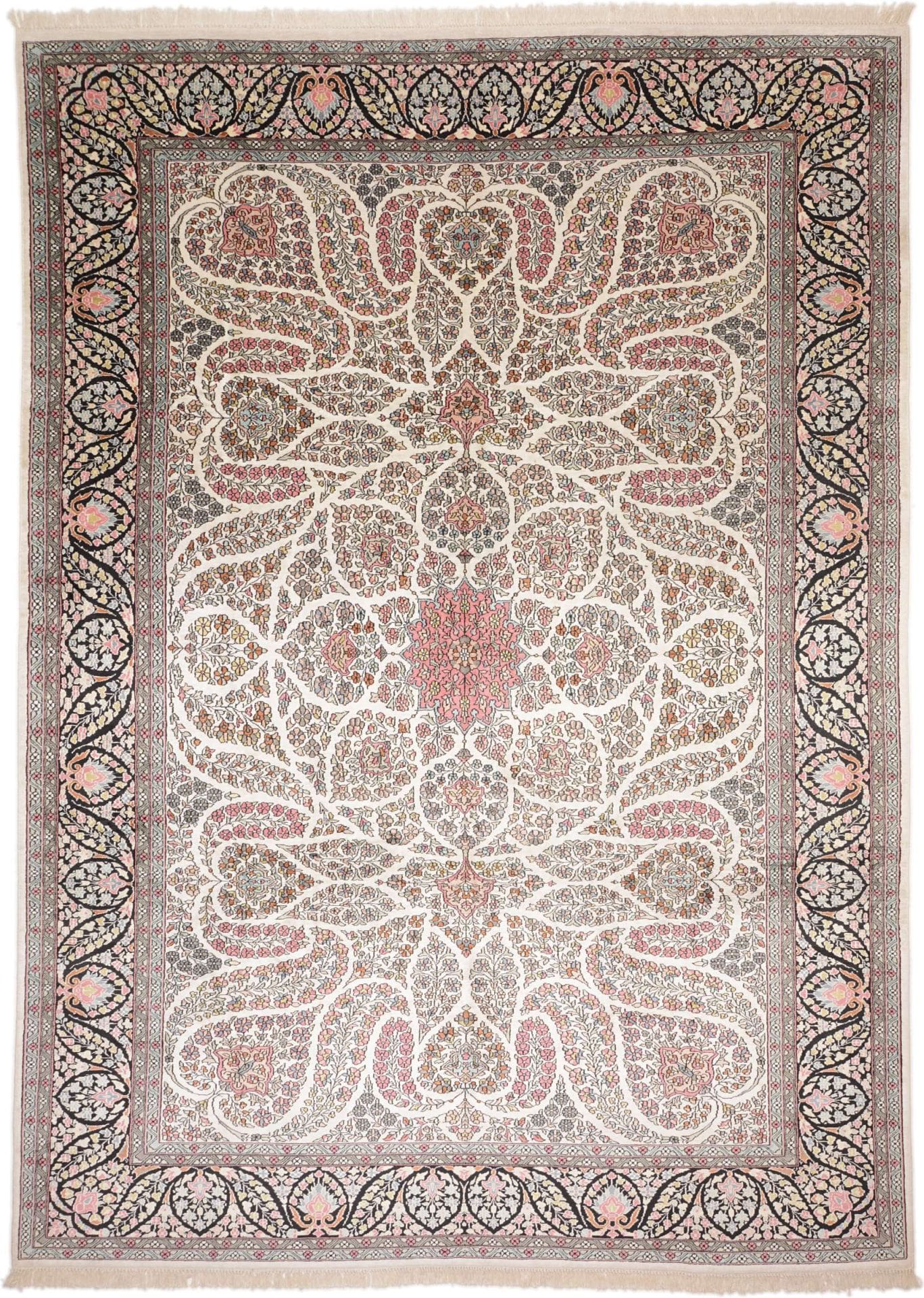Orientteppich aus Kashmirseide 251 x 339 cm, handgeknüpft, edles Muster H1