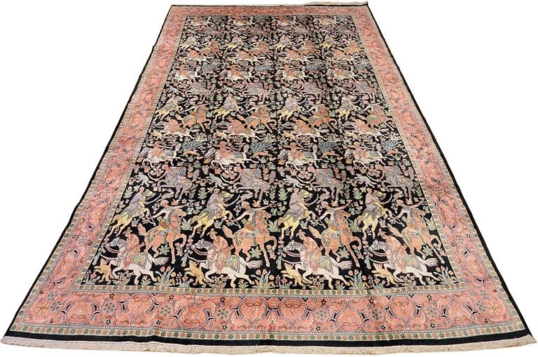 Kashmirseide Teppich 362 x 556cm, handgeknüpft, edles Pastellmuster