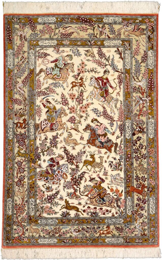 Ghom Teppich 102 x 149cm, Seide, 900000 Knoten, handgeknüpft H1