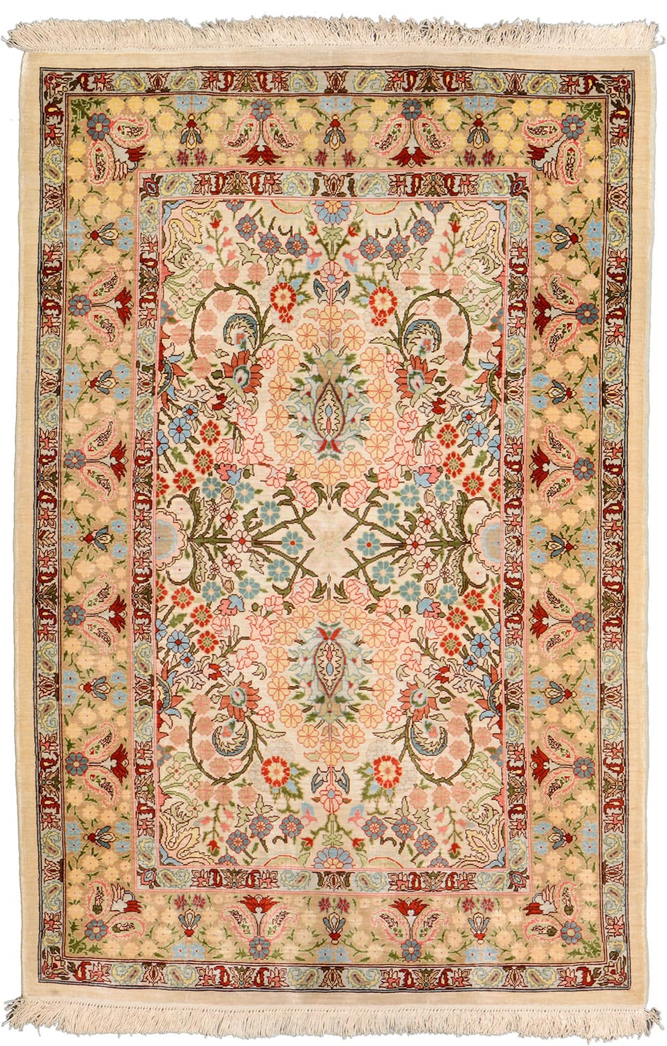 Ghom Teppich 73 x 108 cm, Seide, handgeknüpft, Perserteppich