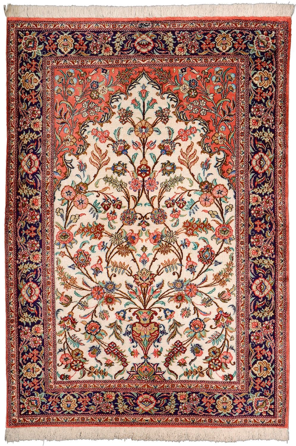 Ghom Teppich 107 x 153 cm, Seide, handgeknüpft, Perserteppich