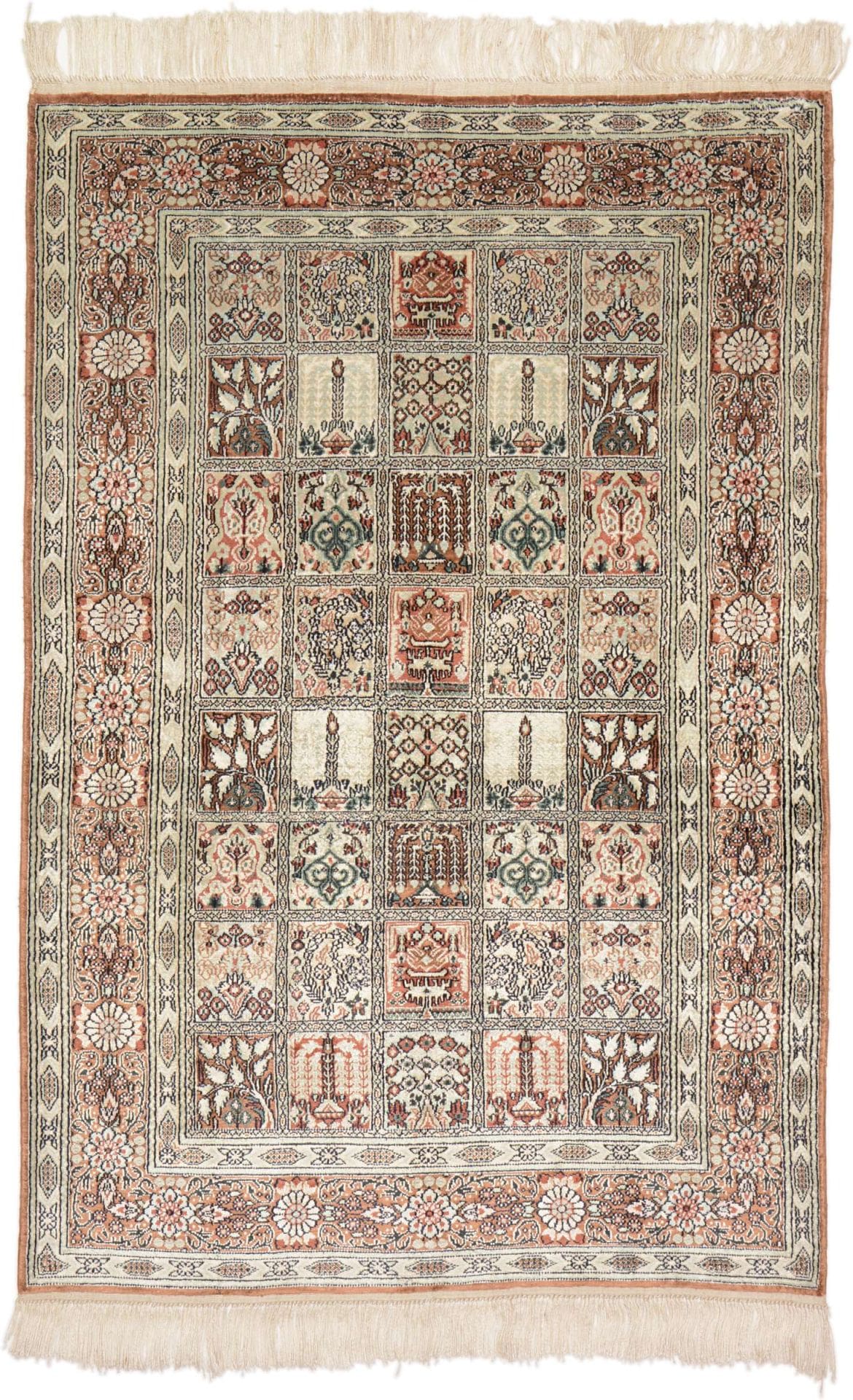 Ghom Teppich 79 x 116 cm aus Seide, handgeknüpft, Perserteppich