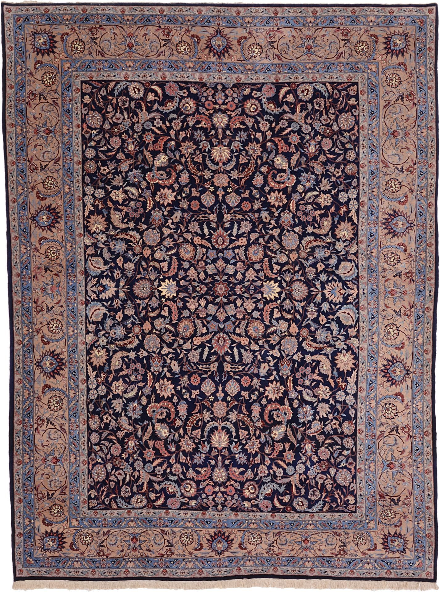 Isfahan Teppich 282 x 379cm, 500000 Knoten, florale Muster, handgeknüpft