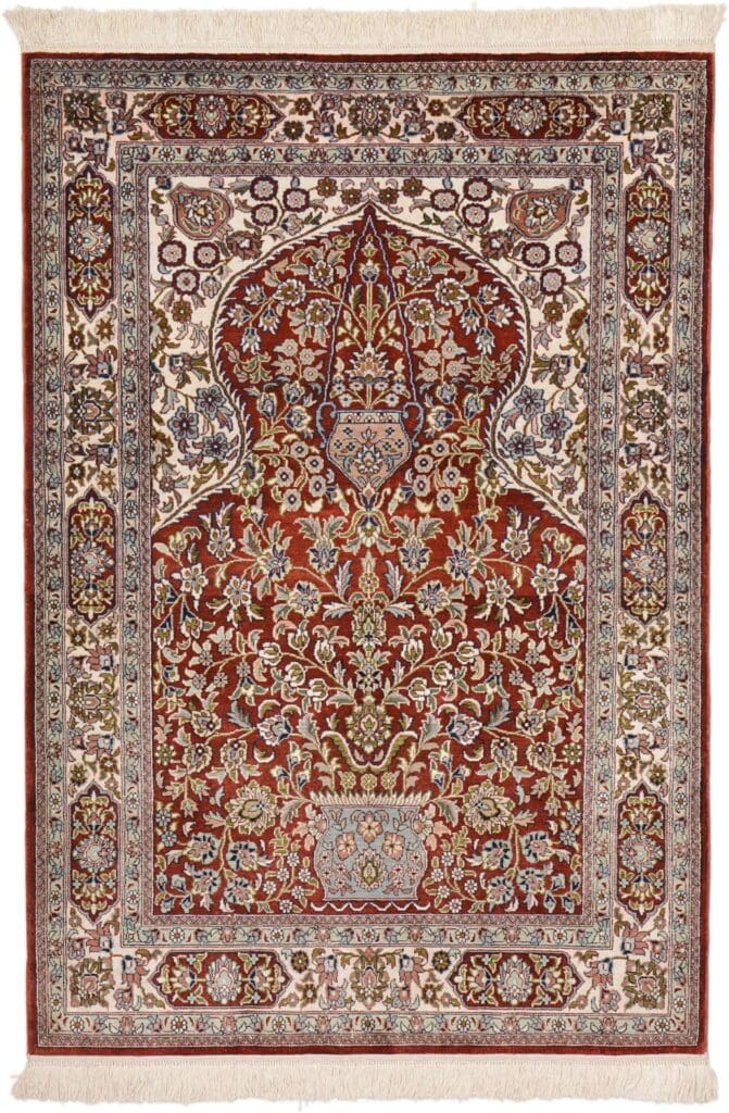 Ghom Teppich 86 x 124cm aus Seide, handgeknüpft, Perserteppich