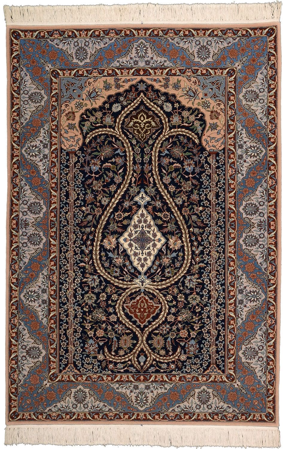 Exklusiver Isfahan Orientteppich 127 x 184 cm - 500000 Knoten, handgeknüpft