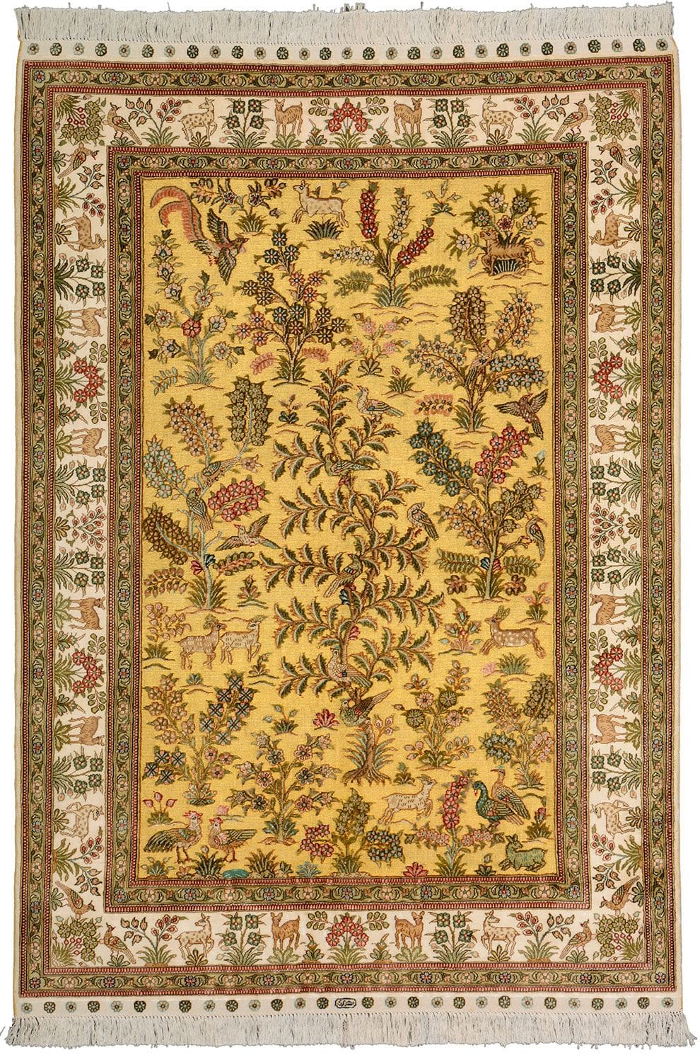 Hereke Teppich 127 x 178cm, Seide handgeknüpft