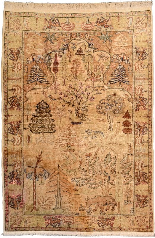 Antiker Kaiseri Orientteppich 107 x 161 cm Seide, handgeknüpft