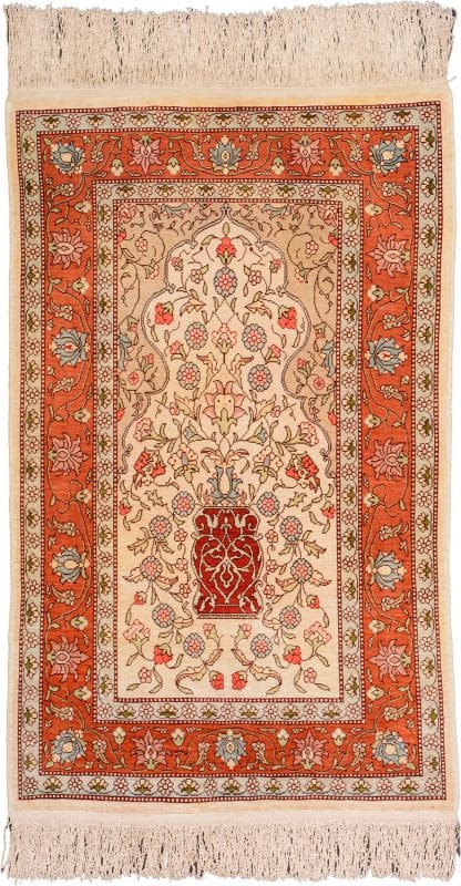 Hereke Teppich 60 x 98 cm, Seide handgeknüpft