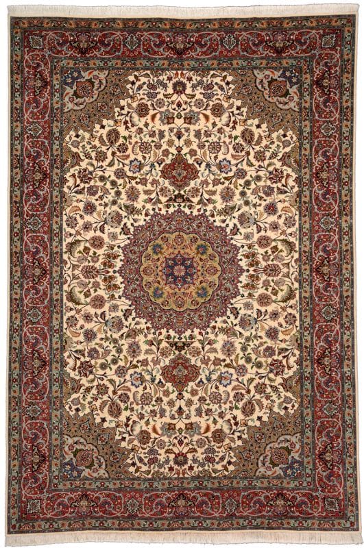 Täbriz Teppich 208 x 306 cm, florales Design, handgeknüpft H1