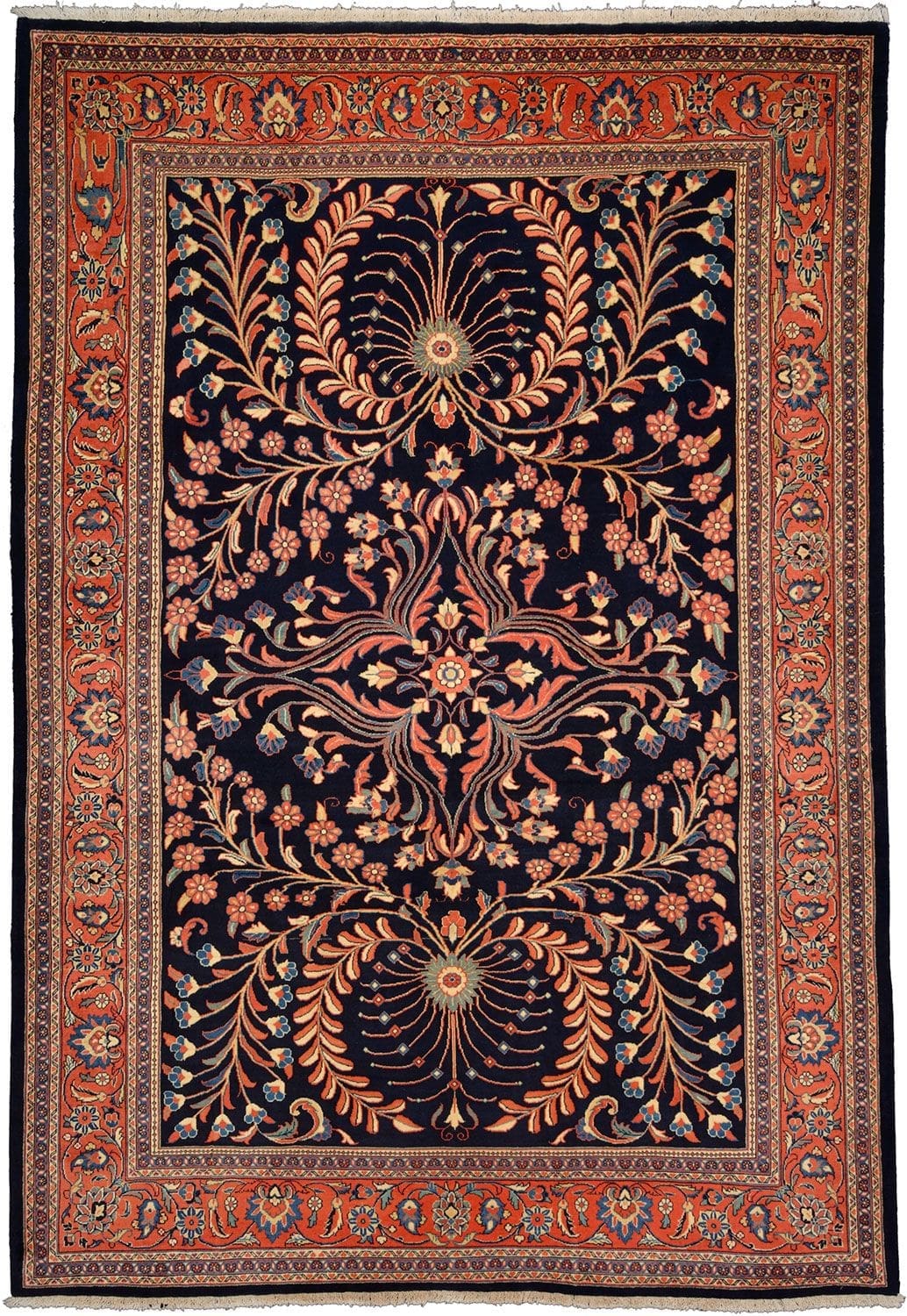 Sarough Farahan Teppich 220 x 310 cm, handgeknüpft, Schurwolle, Perserteppich H1