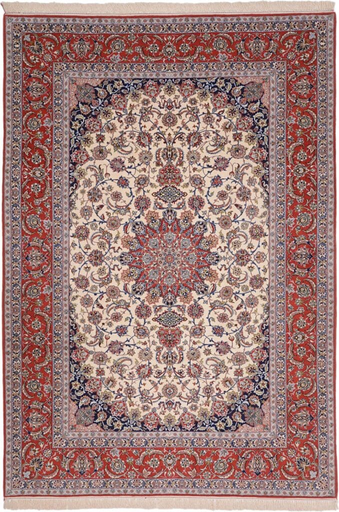 Isfahan Teppich 214 x 305 cm, Seide, 1000000 Knoten, handgeknüpft