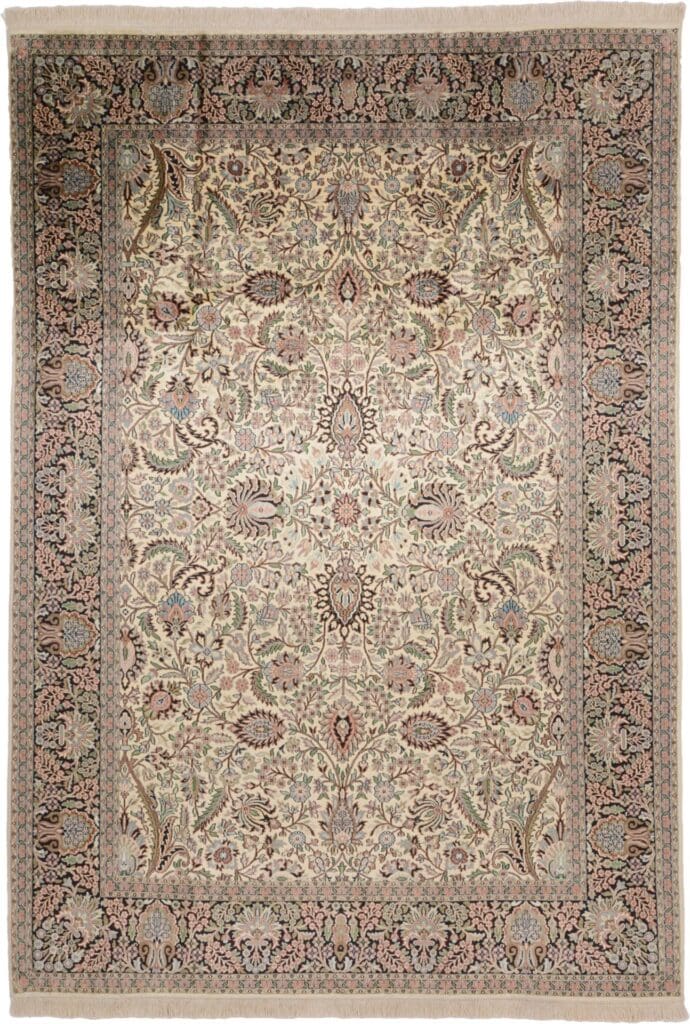 Orientteppich aus Kashmirseide 217 x 310cm, handgeknüpft, edles Design