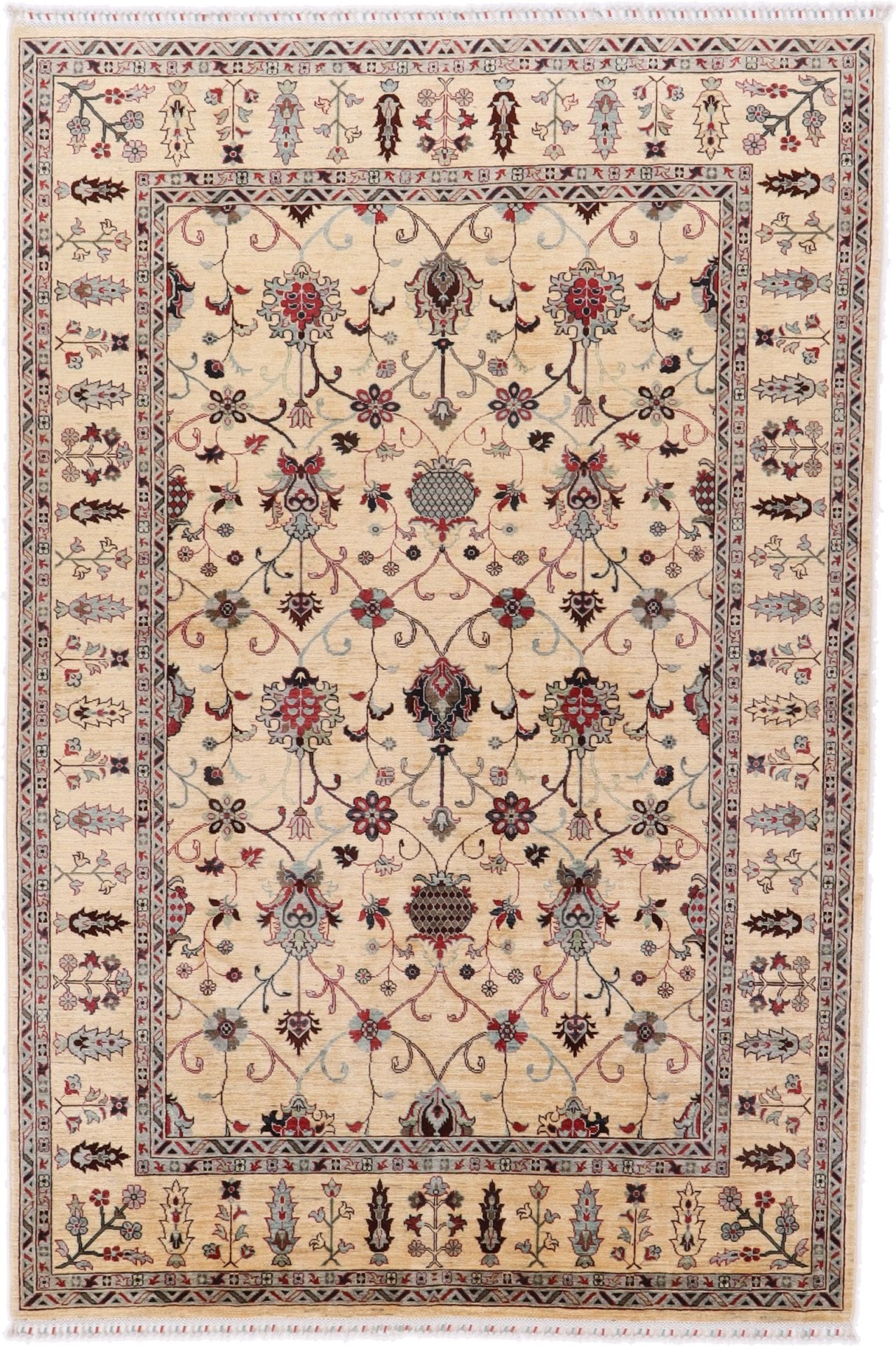 Samarkand Orientteppich 197 x 296cm, handgeknüpft, Wolle H1