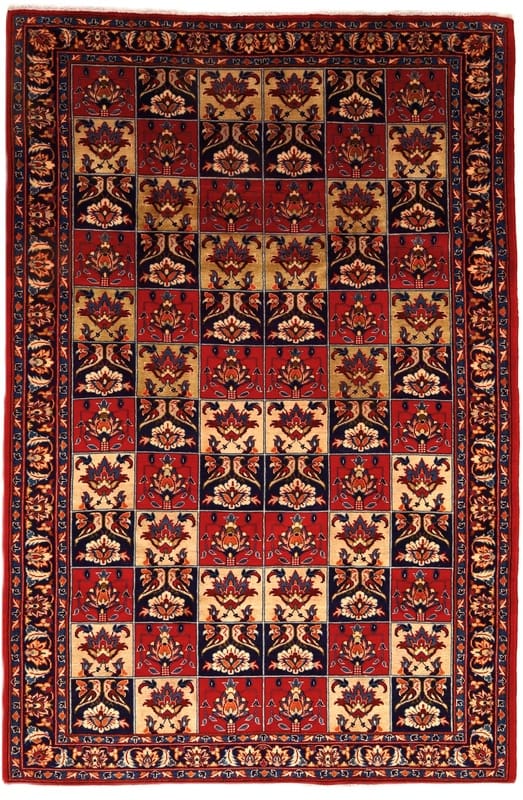 Najafabad Orientteppich 284x190 cm, Schachbrettmuster, handgeknüpft