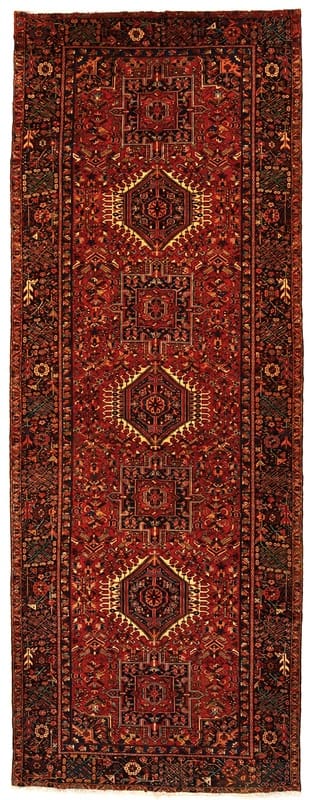 Antiker Heriz Orientteppich 392x146 cm – Handgeknüpft, Wolle