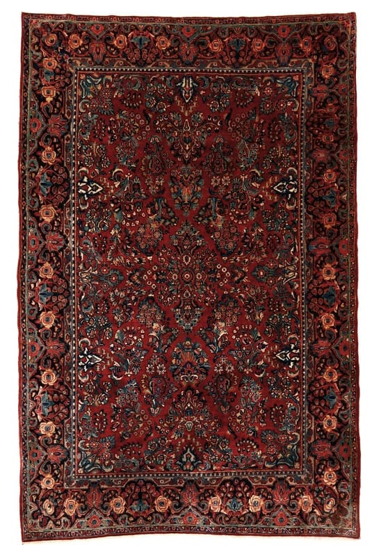 Antiker amerikanischer Sarough-Teppich 278x183 cm – handgeknüpft