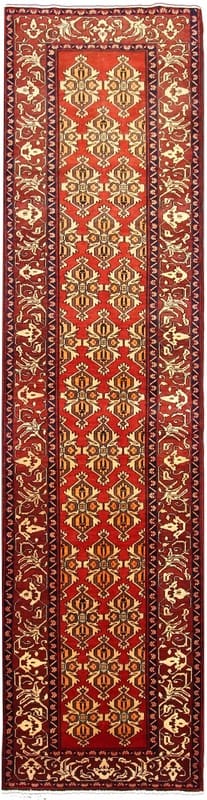 Ardebil Orientteppich 444x111 cm, geometrisches Muster, handgeknüpft
