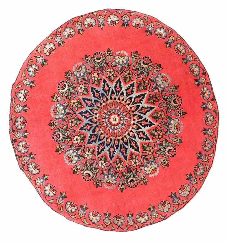 Keshan Teppich 102x101 cm - Blumenmuster, handgeknüpft, Perserteppich