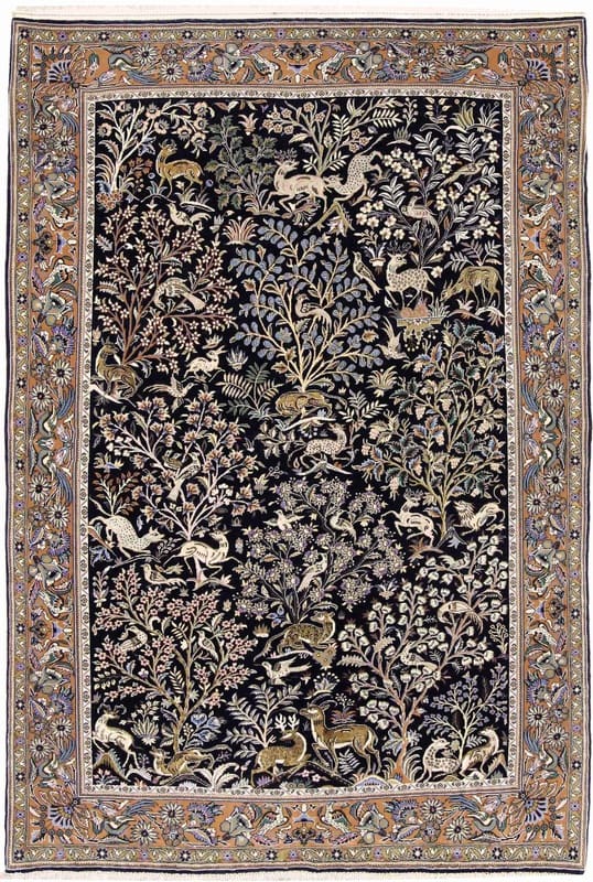 Ghom Kork Teppich 214x142 cm - Handgeknüpft, Seide, Luxus-Ornamente H1