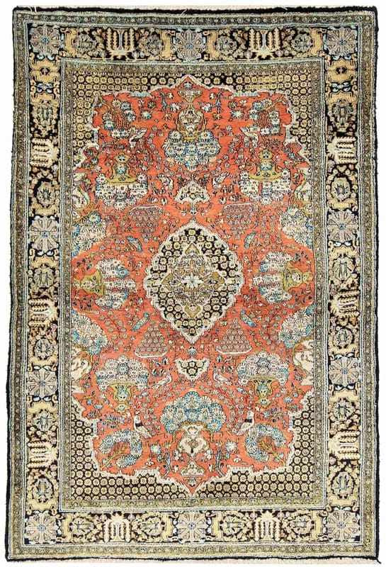 Antiker Ghom Seidenteppich 162x111 cm – Handgeknüpft, Orientteppich