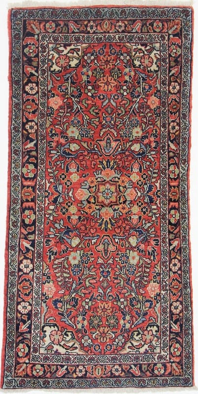 Antiker Sarough Teppich 144x73 cm - einzigartiges Design, handgeknüpft